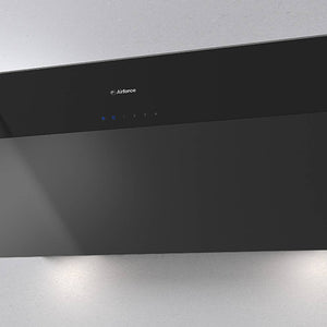 Airforce V10 90cm Angled Wall Mounted Cooker Hood- Satin Black Glass