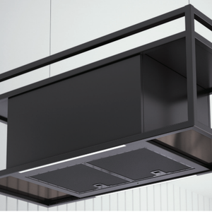 Airforce Q-BIC 90cm Island Cooker Hood in Anthracite & Black Glass Finish-On Cables
