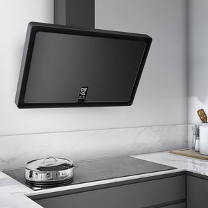 Airforce F153 80cm Wall Mounted Cooker hood Touch control with Clock-Black Satin Glass Finish