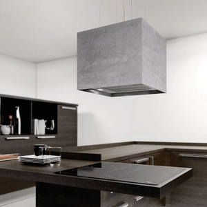 40cm Island LED Lamp Cooker Hood - Airforce Concrete - Grey - Installed Example