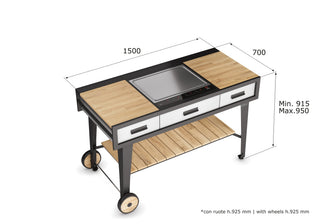 Airforce E-Cook 150cm BBQ Luxury Outdoor Cooking with a 58cm Teppanyaki Induction Hob - Devine Distribution Ltd