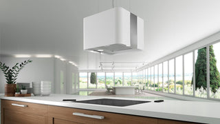 Airforce F181 45cm Integra Ready Island Cooker Hood Satin White Finish - Devine Distribution Ltd