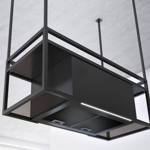 Airforce Q-BIC 120cm Island cooker hood anthracite & black glass finish