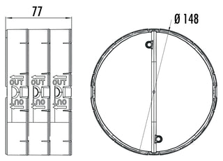 Airforce 150mm Thermobox Heat retention outlet flap - Naber Technical drawing