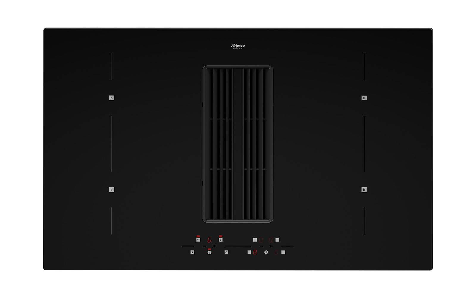 Airforce On-Board Easy 83cm Induction Hob with Central Downdraft Extraction,Touch control Black glass finish