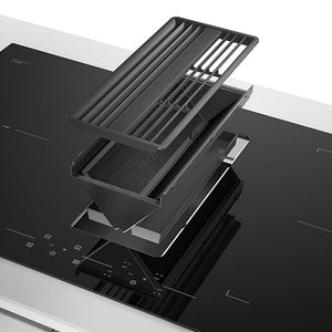 Airforce 0n-Board Essence 83cm Induction Hob with Central Downdraft-Touch control Black Glass finish