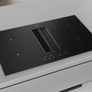 Airforce On-Board Easy 83cm Induction Hob with Central Downdraft Extraction,Touch control Black glass finish