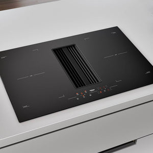 Airforce 0n-Board Essence 83cm Induction Hob with Central Downdraft-Touch control Black Glass finish