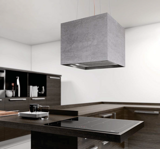 40cm Island LED Lamp Cooker Hood - Airforce Concrete - Grey - Installed Example
