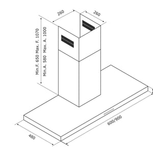 Airforce F100 90cm Wall Mounted Cooker Hood Touch Control- Stainless Steel Finish