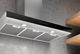 Airforce F205 90cm Wall Mounted Slim Line Cooker Hood - Black Glass - Lighting Image