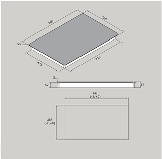 Airforce Integra 78 B2 78Cm 4 Zone Touch Control Induction Hob - Black - Technical Image