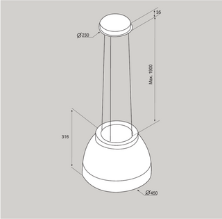 PAINT TO ORDER - Airforce New Moon 45cm Island Cooker Hood with Integra System - Devine Distribution Ltd