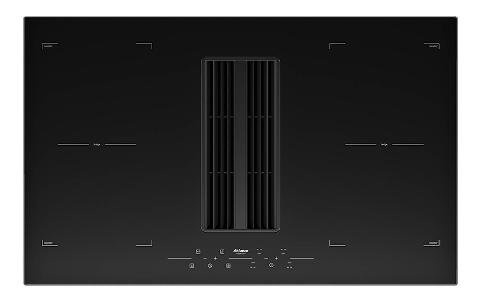 Airforce 0n-Board Essence 83cm Induction Hob with Central Downdraft-Touch control Black Glass finish