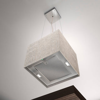 40cm Island LED Lamp Cooker Hood - Airforce Concrete - Ivory - Installed Example 