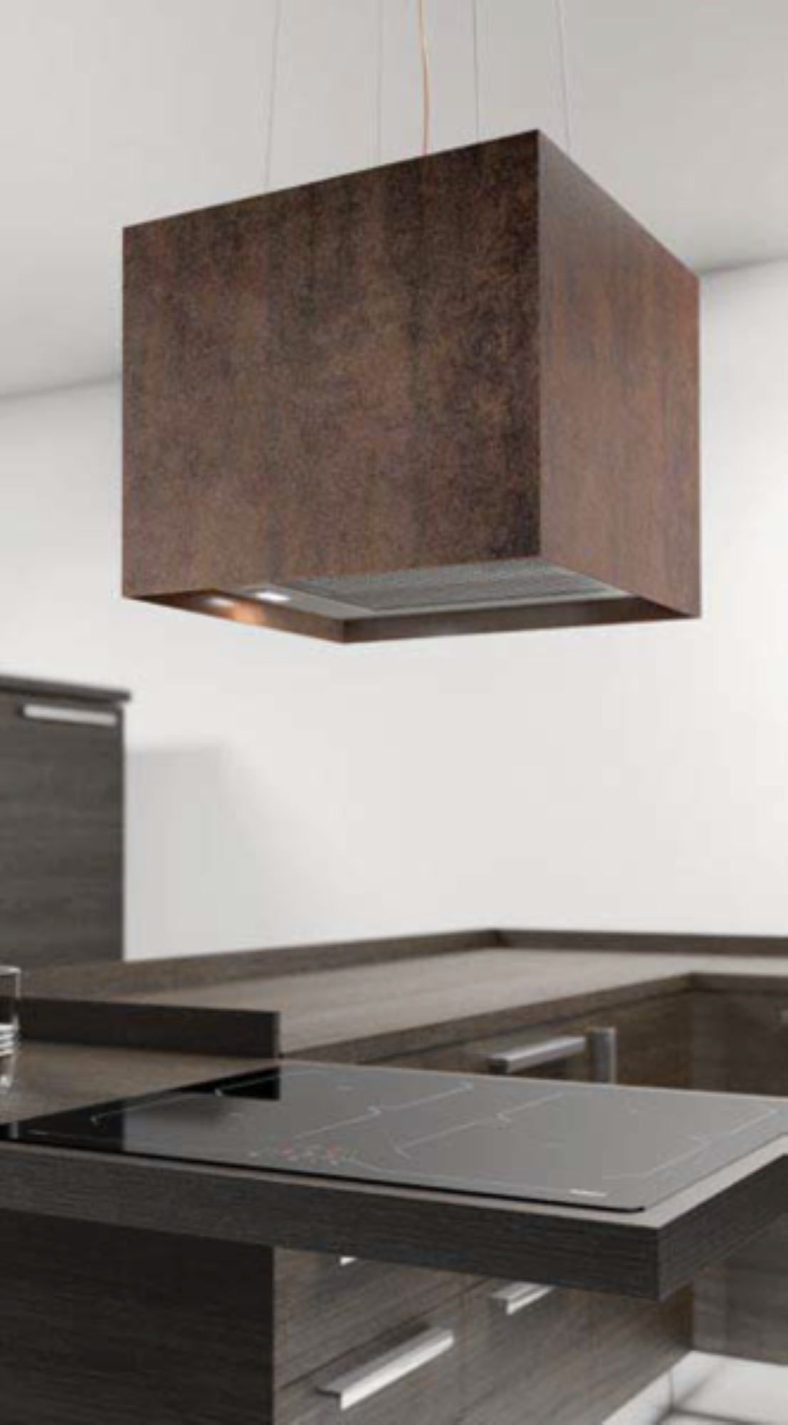 Airforce Concrete 40cm Island Lamp Cooker Hood with Integra System - Brown Oxide