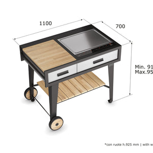 Airforce E-Cook 110cm BBQ Luxury Outdoor Cooking With a 58cm Teppanyaki Induction Hob