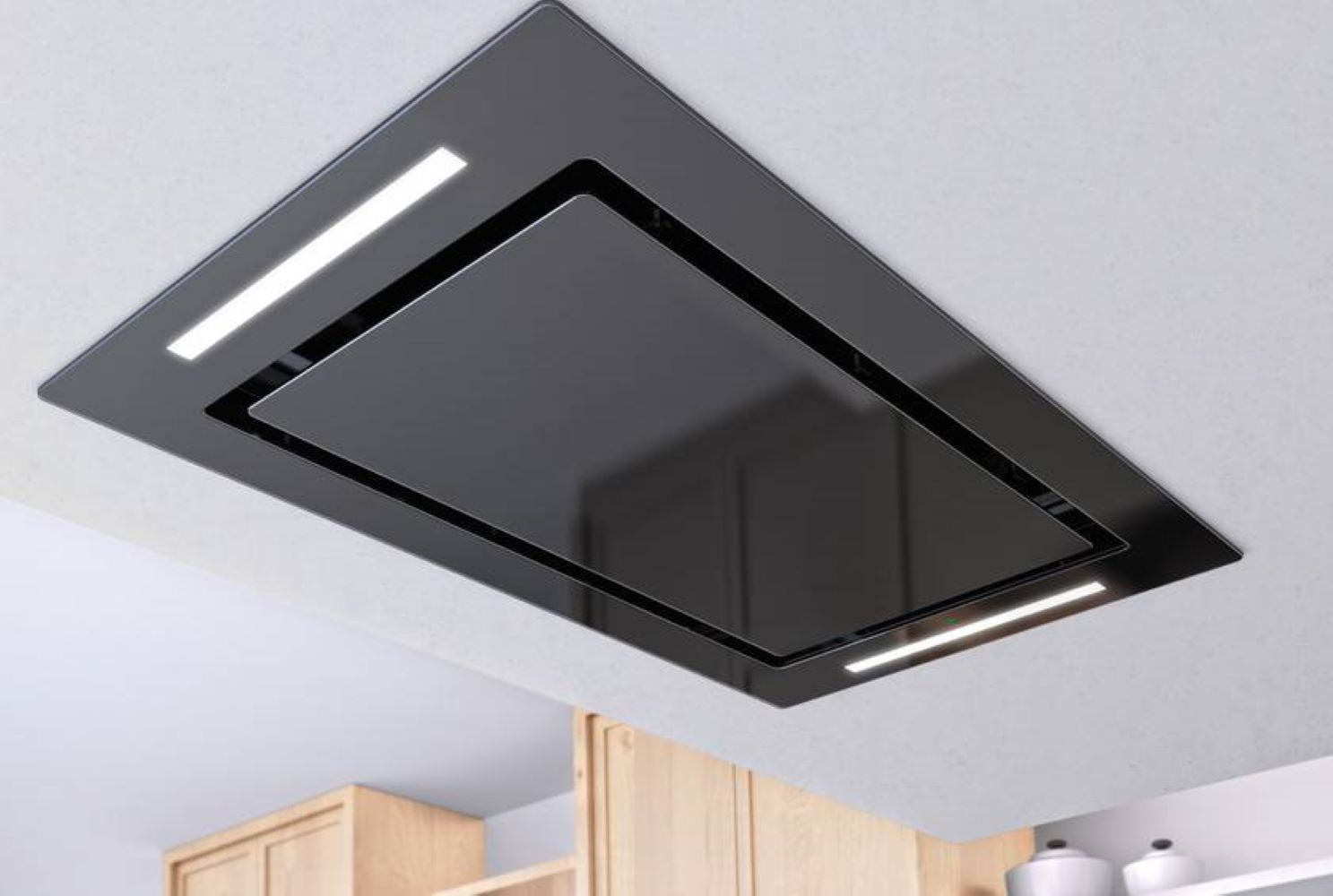 Airforce F171 FLAT 100cm Ceiling Cooker Hood with Remote Control - Black Glass
