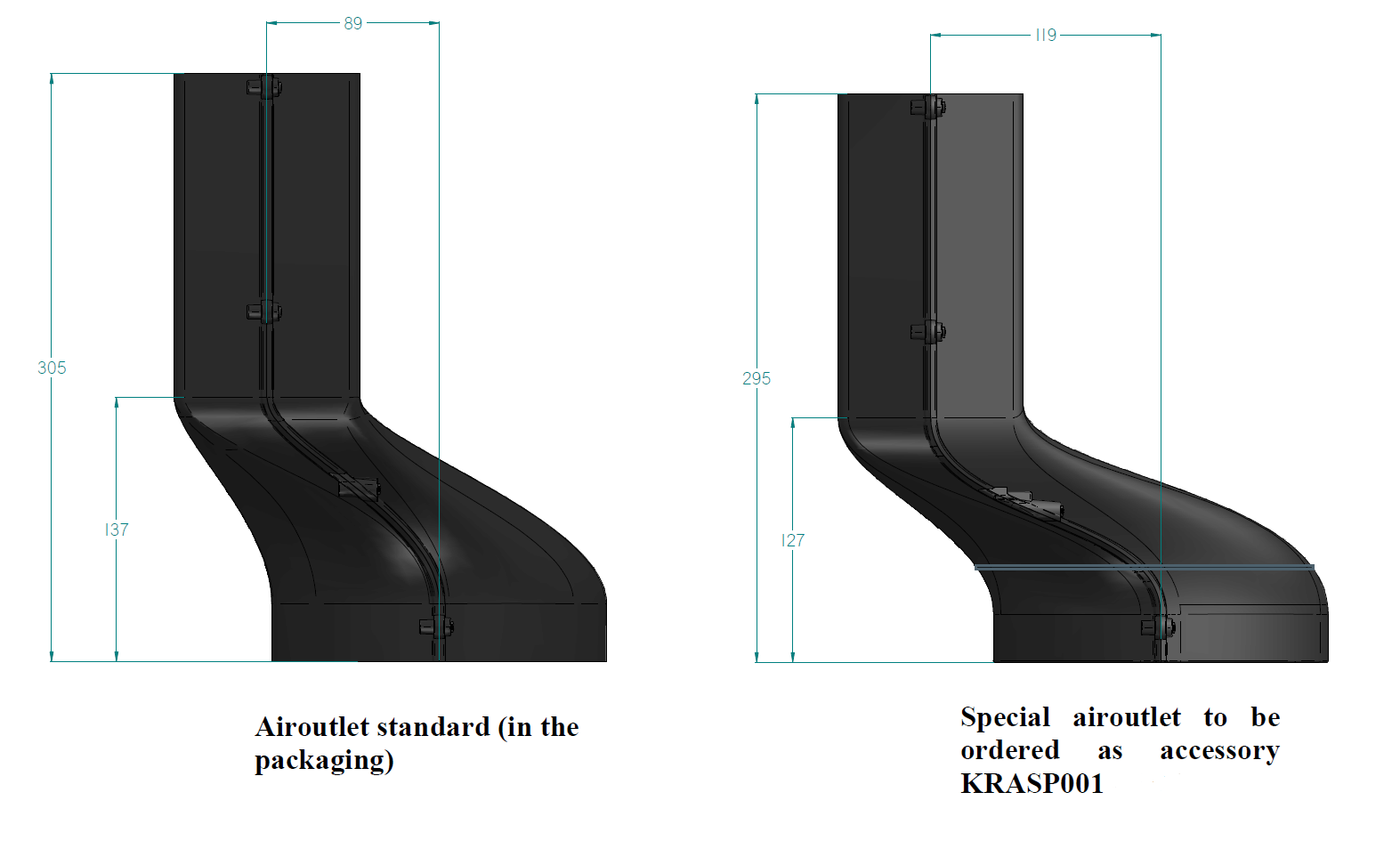 Airforce KRASP001 Air outlet modification for Aspira Slim Downdraft Induction Hobs Technical Image