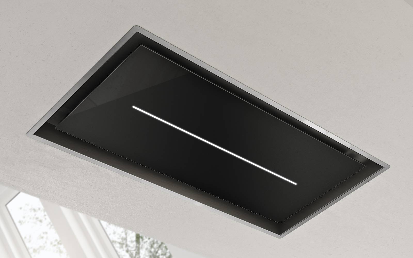 Airforce Sinergia 100cm Stainless Steel & Black Glass Ceiling Hood