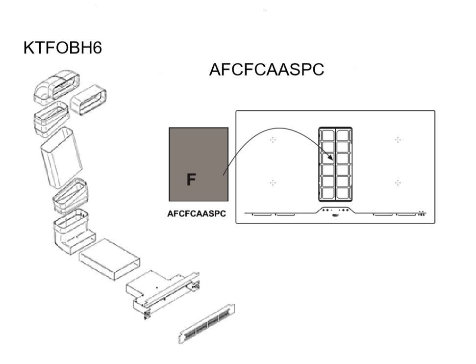 Airforce Standard Installation Kit For Aspira Centrale G5 On-Board Downdraft Hob for 6cm-9cm Plinth Height