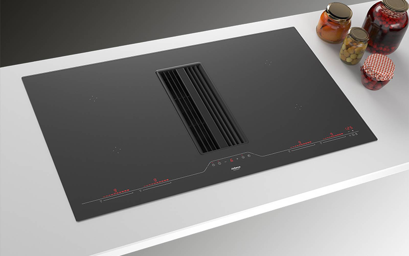 Airforce Aspira Centrale G5 On-Board 90cm Induction Hob with Downdraft Extractor - Black