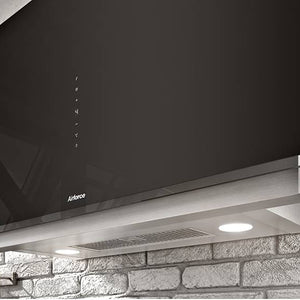 Airforce Vertical Graphite 90cm Wall Mounted Cooker Hood-Black glass Lighting Image