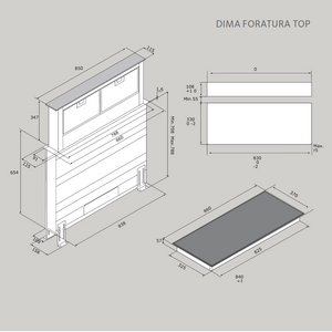 86cm Popup Downdraft Extractor & Induction Hob - Airforce Integra DD - Technical Drawing 