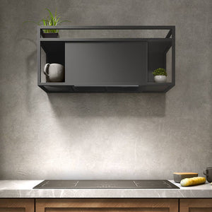 Airforce Q-Bic Wall Mounted Cooked Hood Anthracite Painted Steel and Glass 90cm