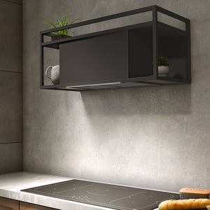 Airforce Q-Bic Wall Mounted Cooked Hood Anthracite Painted Steel and Glass 90cm
